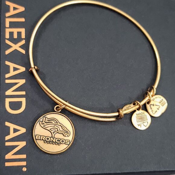 Alex and Ani Denver Broncos Logo Gold Charm Bracelet NFL - Picture 1 of 9
